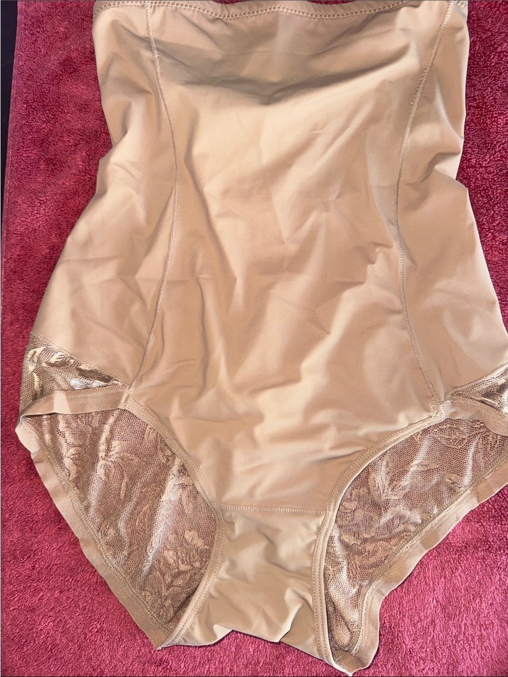 Lightweight Nude Shaping Bodysuit with Lace Trim